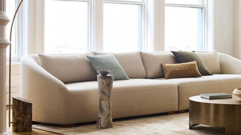 Living room with three statement couch cushions