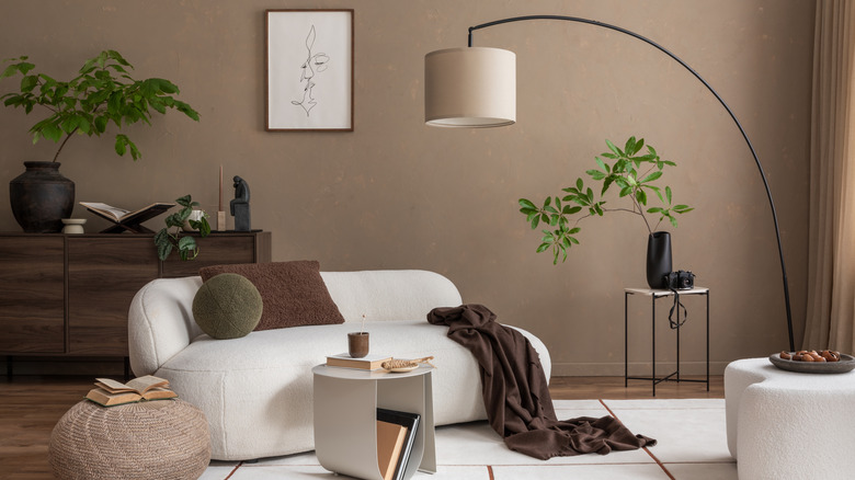 Living room with small, stylish furniture