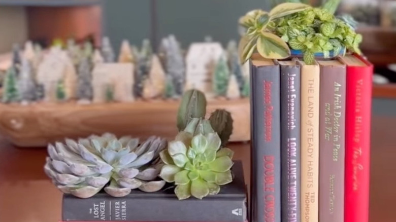 Books used as planters