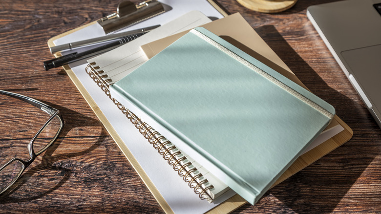 Notebooks on a desk