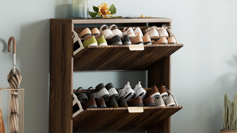 QIVOMIX's Modern Freestanding Organizer in Walnut
