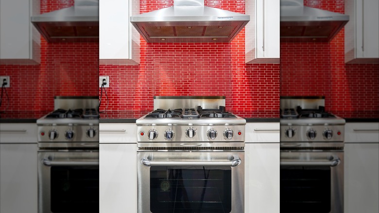 Bold red backsplash