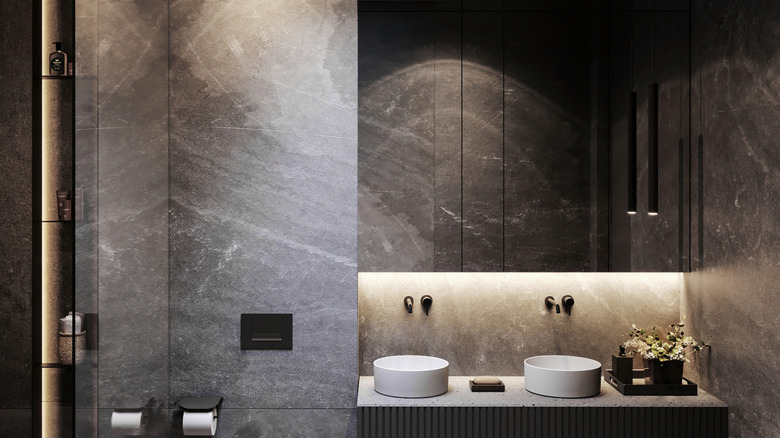 A modern bathroom with insufficient lighting