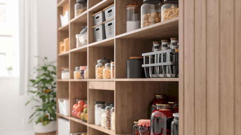 Organized open kitchen pantry
