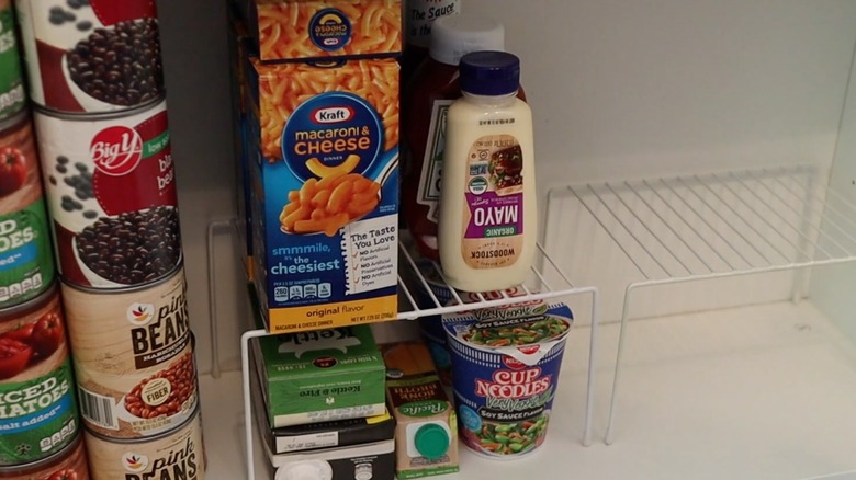 Pantry staples on shelf risers
