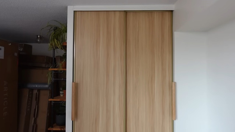 wood vinyl wrap on bypass closet doors