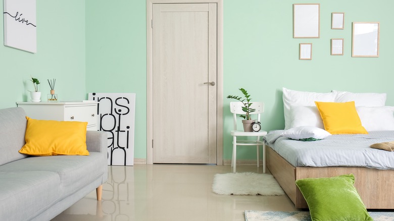 Mint green bedroom