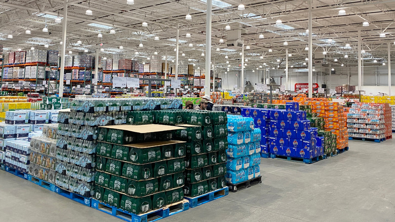 Pallets of food and home essentials at Coscto