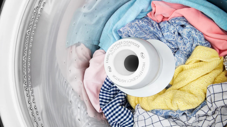 Laundry in a washer drum.