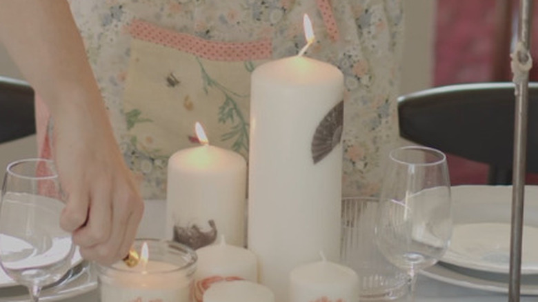 Candles customized with decor tattoos
