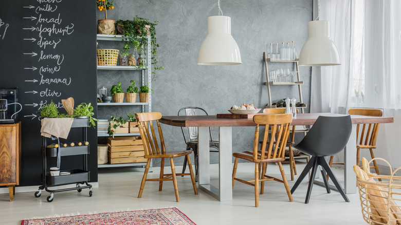 dining room with storage cart