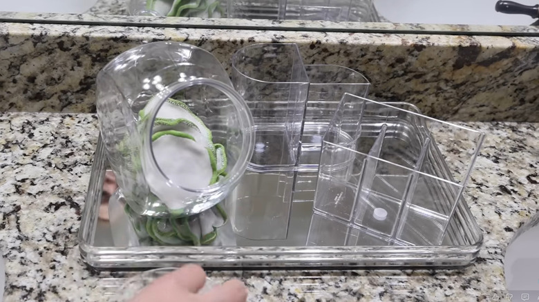 Stone bathroom countertop tray with cookie jars from Dollar Tree