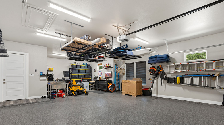 overhead garage storage shelving