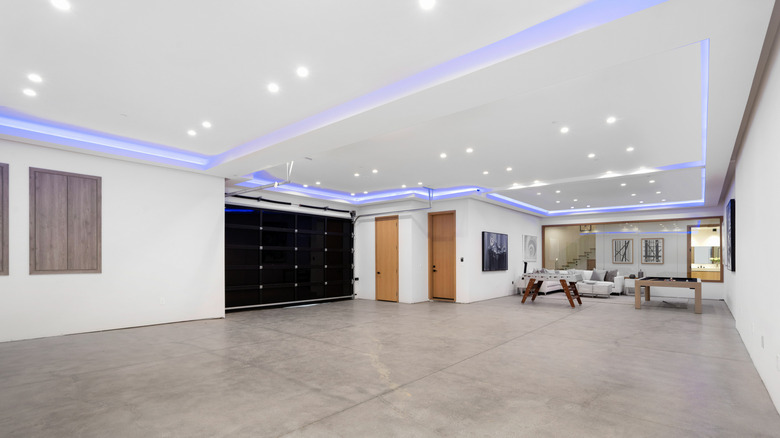 Modern garage with a living space off to the side