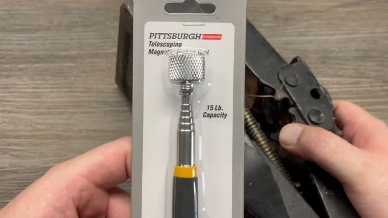 closeup on PITTSBURGH magnetic tool in packaging