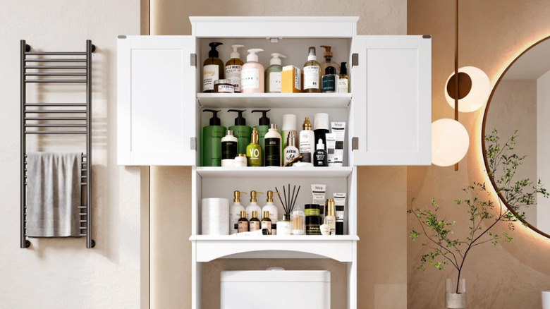 Asofer over the toilet cabinet