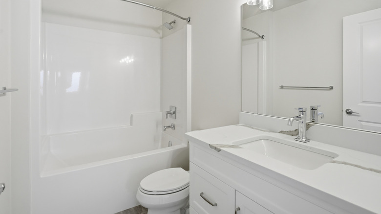 A small white bathroom