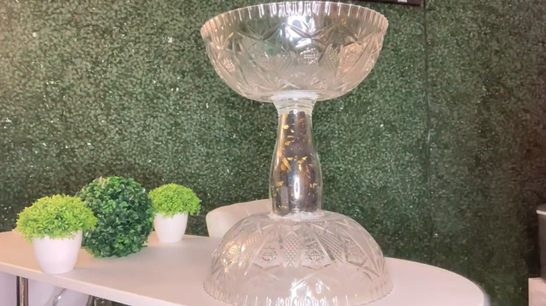 A DIY project using punch bowls to create a tiered display