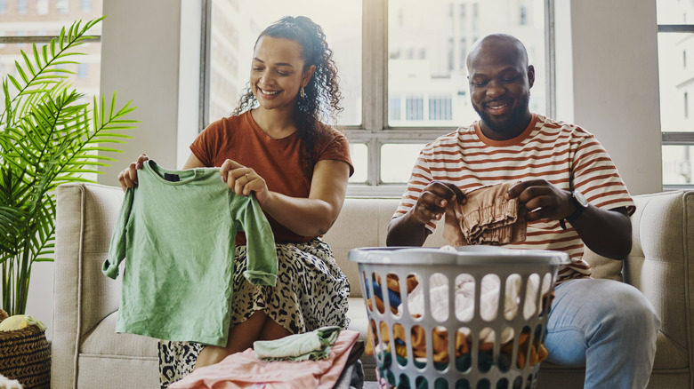 couple doing laundry together