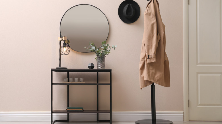Small metal console table hallway