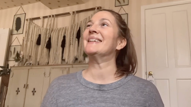 drew barrymore and macrame wall art