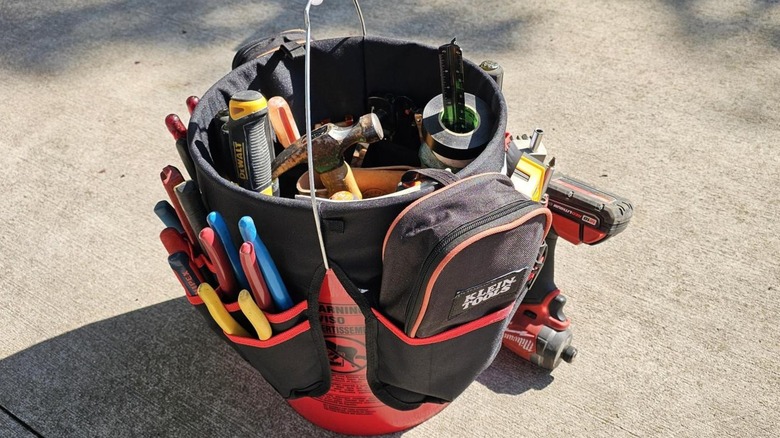 The new bucket tool bag from Bauer, filled with tools