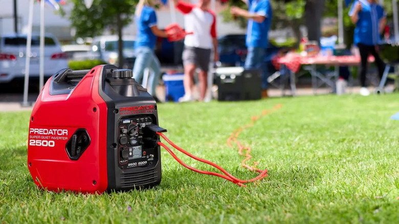 Predator's 2500 Watt Super Quiet Inverter Generator on a lawn