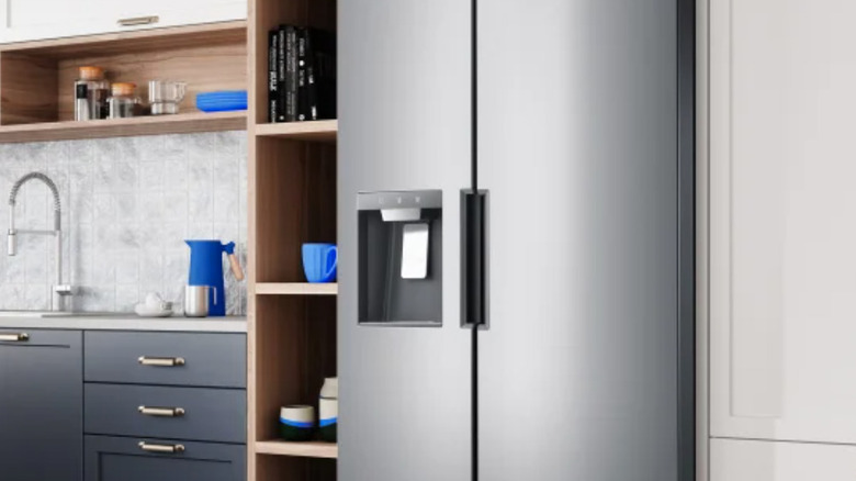 The Midea 26 cu. ft. Side by Side Refrigerator against a white background