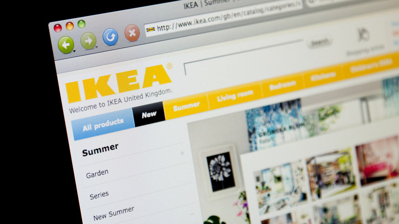Computer showing the IKEA website