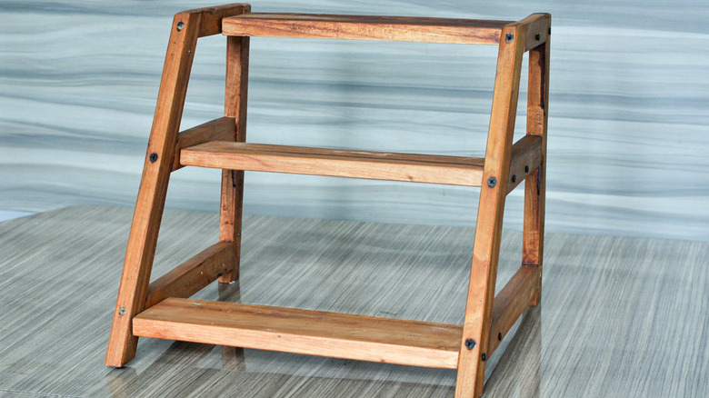 Tiered shelf on a counter top