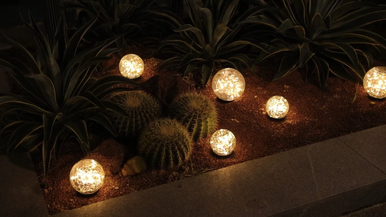 JKIMK's Solar Globe Lights in a garden bed