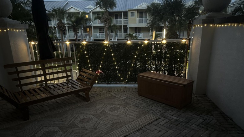 Joomer's Solar Fairy Lights used to decorate a patio
