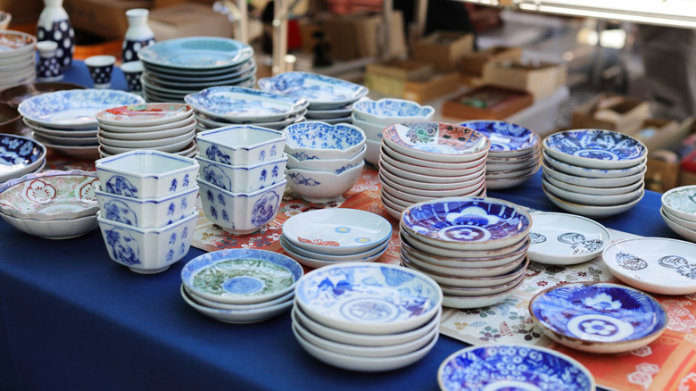 Ceramic plates and bowls on a table