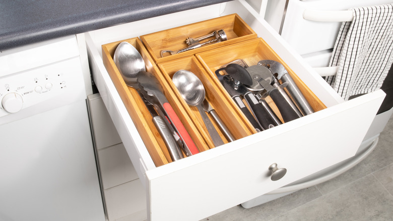 Utensils in a drawer organizer