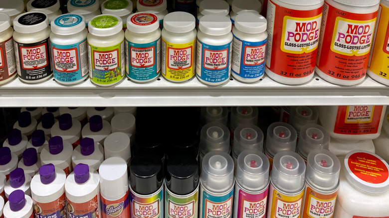 Mod podge bottles on store shelf
