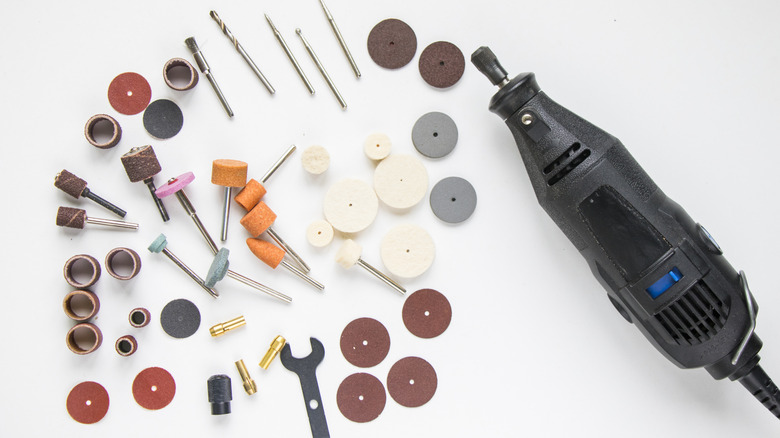 dremel rotary kit on white background