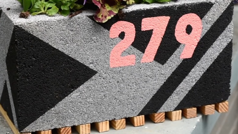 cinder block address plaque