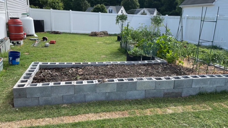 cinder block raised garden bed