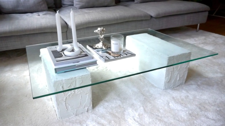 glass cinder block coffee table