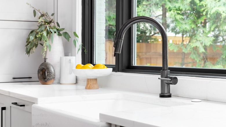 lemons by sink in clean kitchen