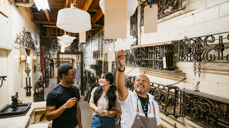 Person shopping for lighting