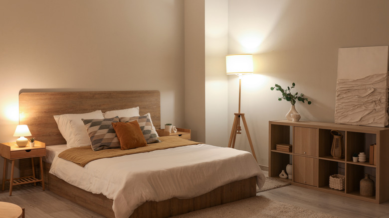 Nice floor lamp in a stylish bedroom