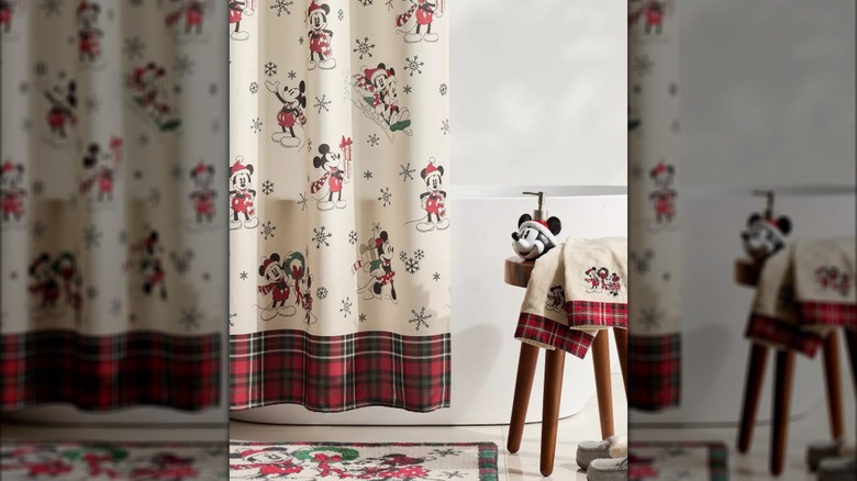 Disney's Minnie and Mickey Christmas themed shower curtain