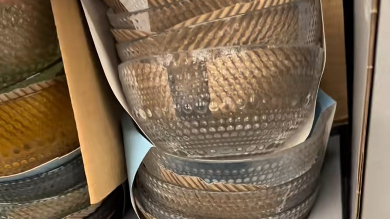 Beaded appetizer bowls stacked in store