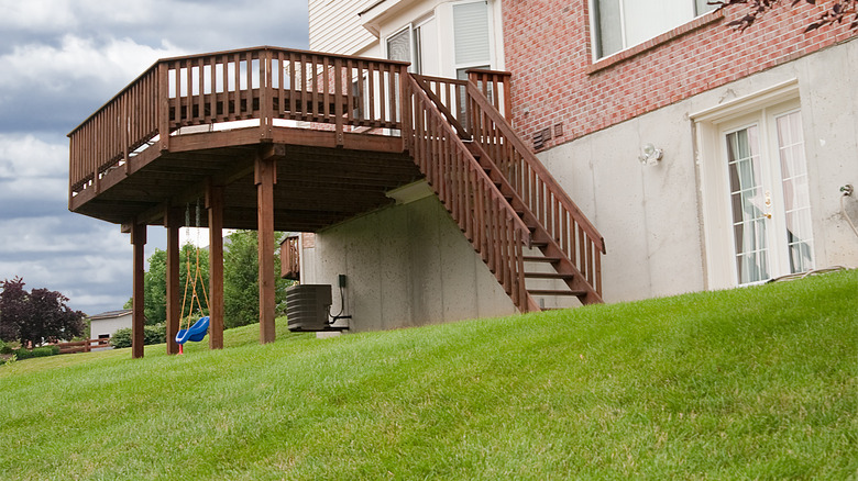 wooden porch on a slope