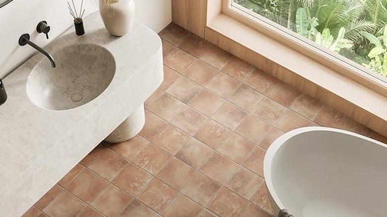 Light brown brick colored vintage tiles