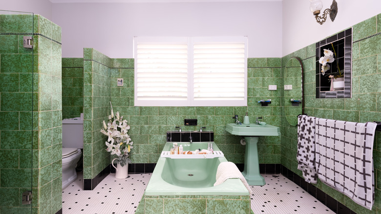 green tile bathroom