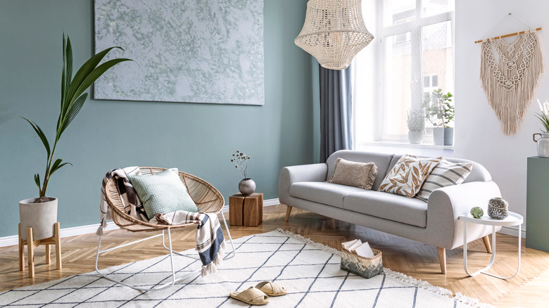 chic grey-green living room