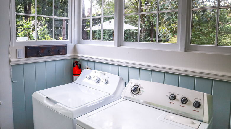 Light blue laundry room
