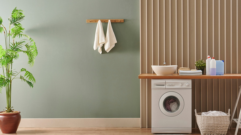 Clean and zen laundry room